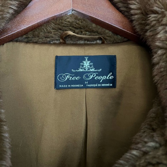 Free People Faux Fur Oversized Jacket Size Medium Brown - Picture 12 of 13